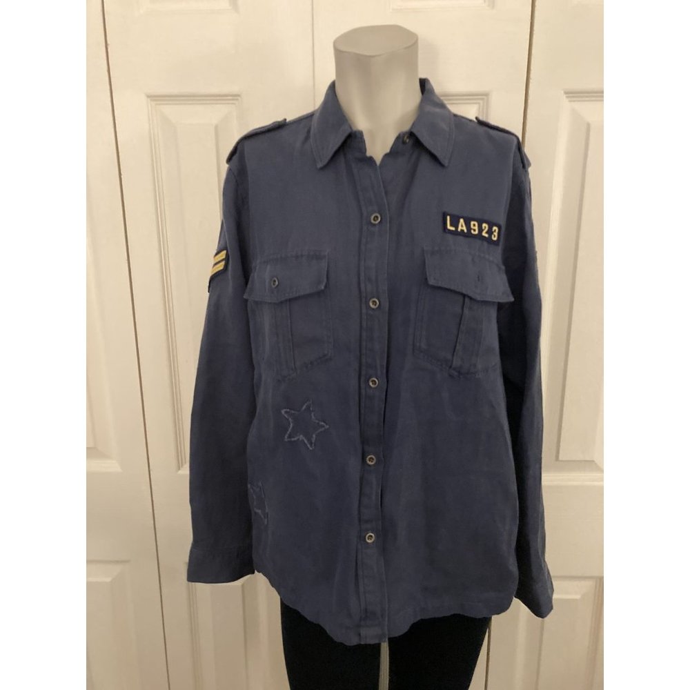 Rails Blue Button Down Blouse Size Medium - image 1
